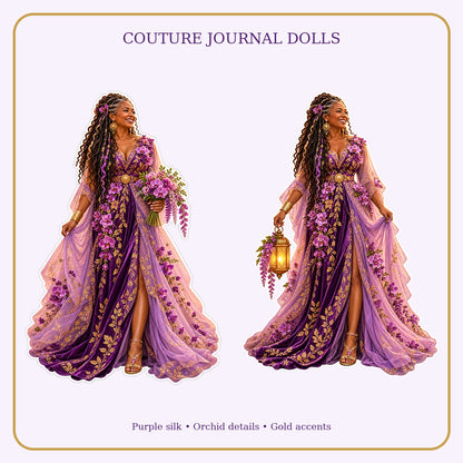 Amethyst bouquet and lantern journal doll details