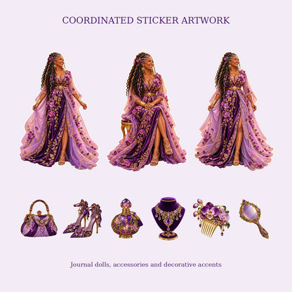 Amethyst Sisterhood journal dolls and matching fashion accessory stickers