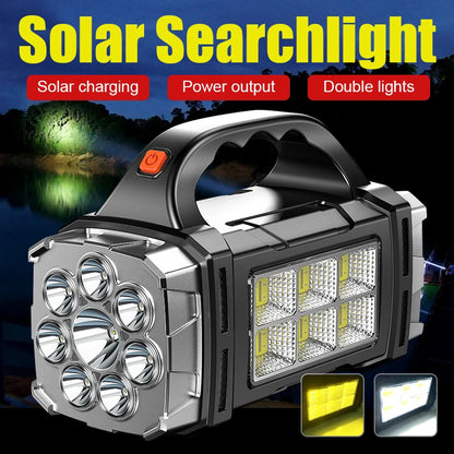 Rechargeable Portable Hand Lamp 8/4 LED Powerful Flashlight Outdoor Camping Solar Charging Light USB Torch With COB Work Lantern