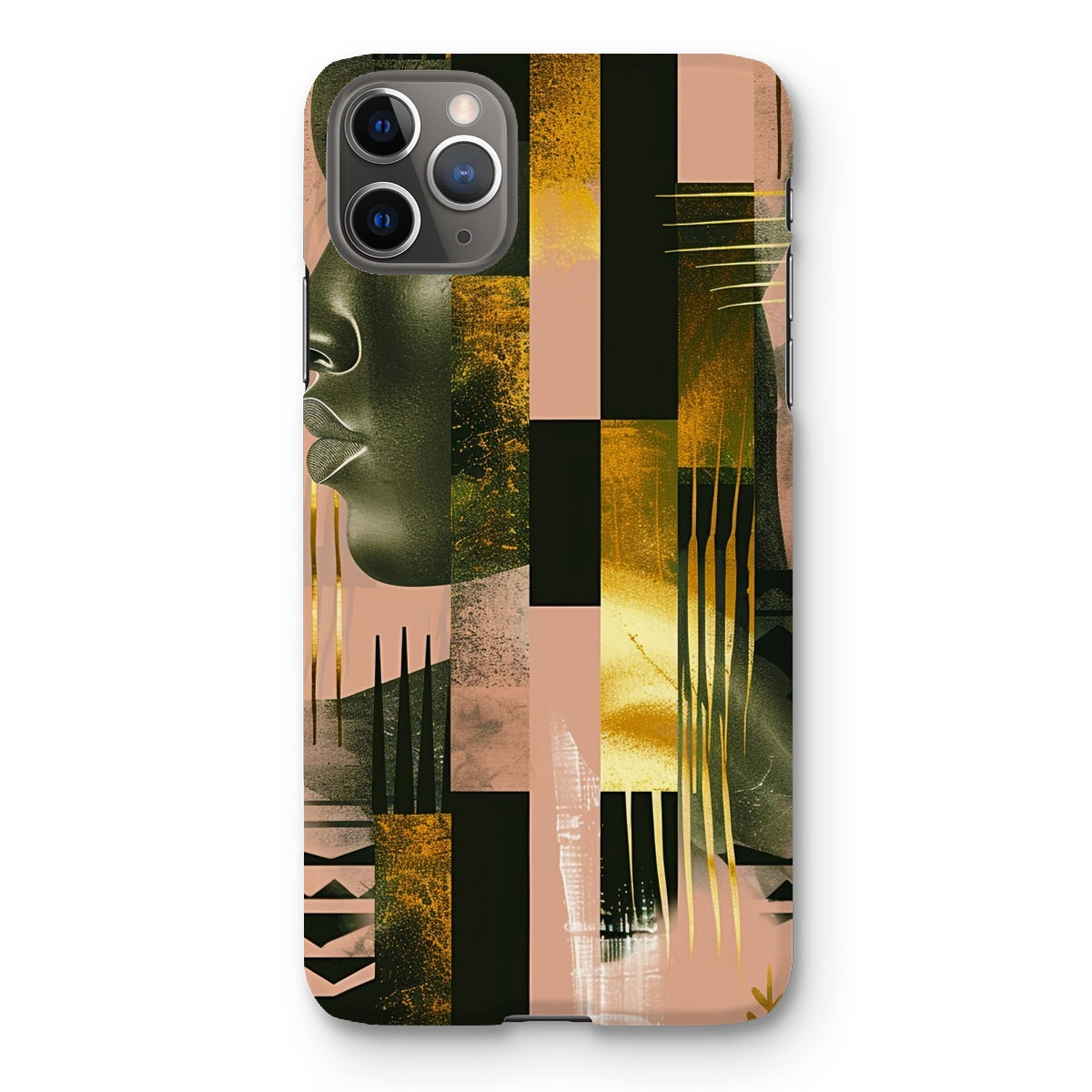 Echoes of Life: Afrocentric Peach and Gold Abstract Art Eclectic  Snap Phone Case