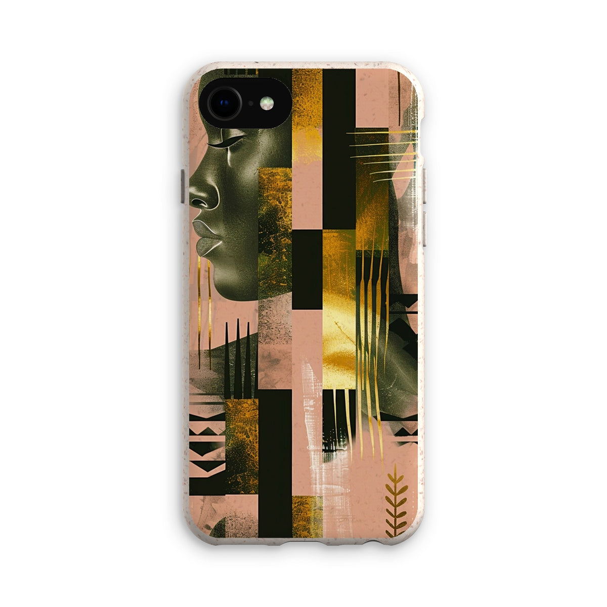 Echoes of Life: Afrocentric Peach and Gold Abstract Art Eclectic  Eco Phone Case