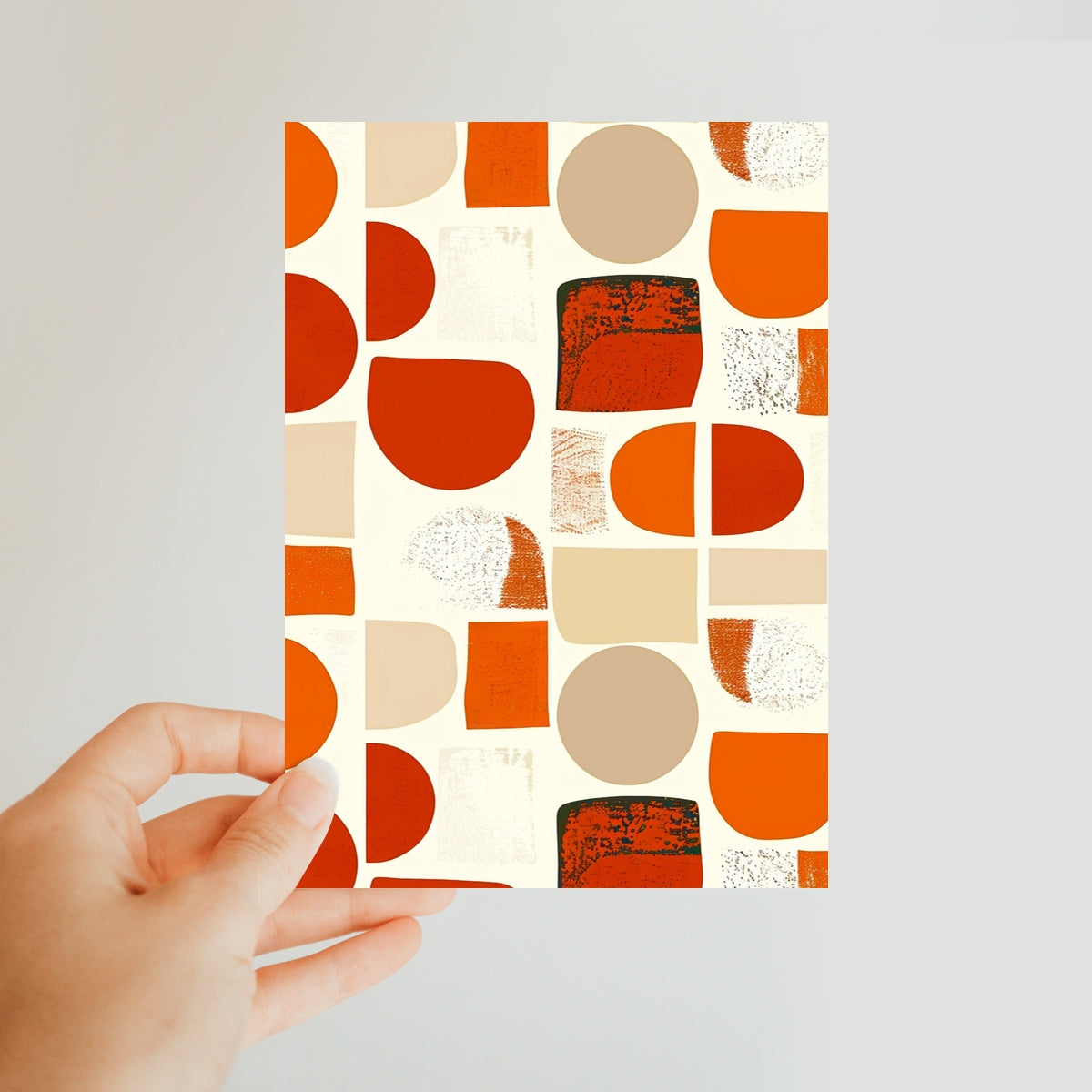 Orange and Brown Abstract Eclectic Art  Classic Postcard