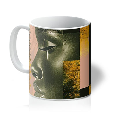 Echoes of Life: Afrocentric Peach and Gold Abstract Art Eclectic  Mug