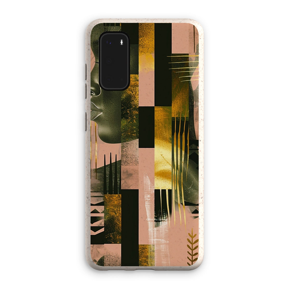 Echoes of Life: Afrocentric Peach and Gold Abstract Art Eclectic  Eco Phone Case