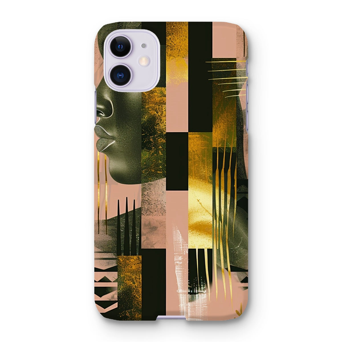 Echoes of Life: Afrocentric Peach and Gold Abstract Art Eclectic  Snap Phone Case