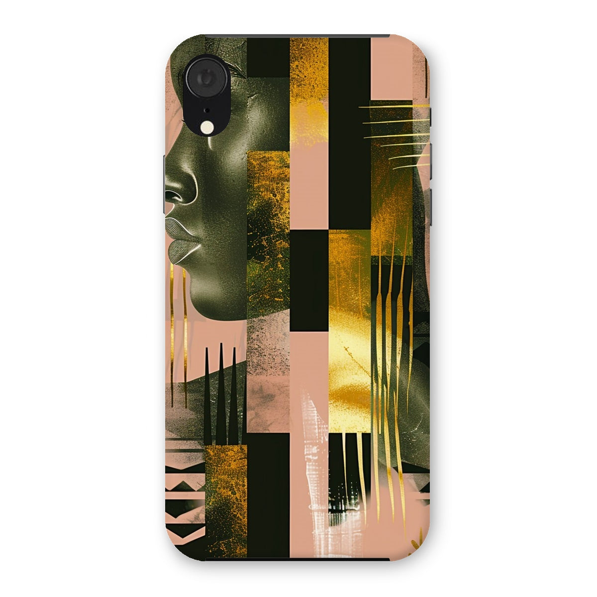 Echoes of Life: Afrocentric Peach and Gold Abstract Art Eclectic  Snap Phone Case