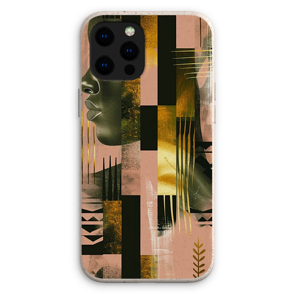 Echoes of Life: Afrocentric Peach and Gold Abstract Art Eclectic  Eco Phone Case