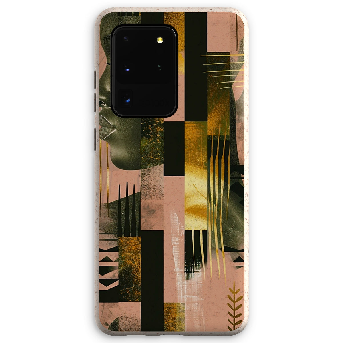 Echoes of Life: Afrocentric Peach and Gold Abstract Art Eclectic  Eco Phone Case