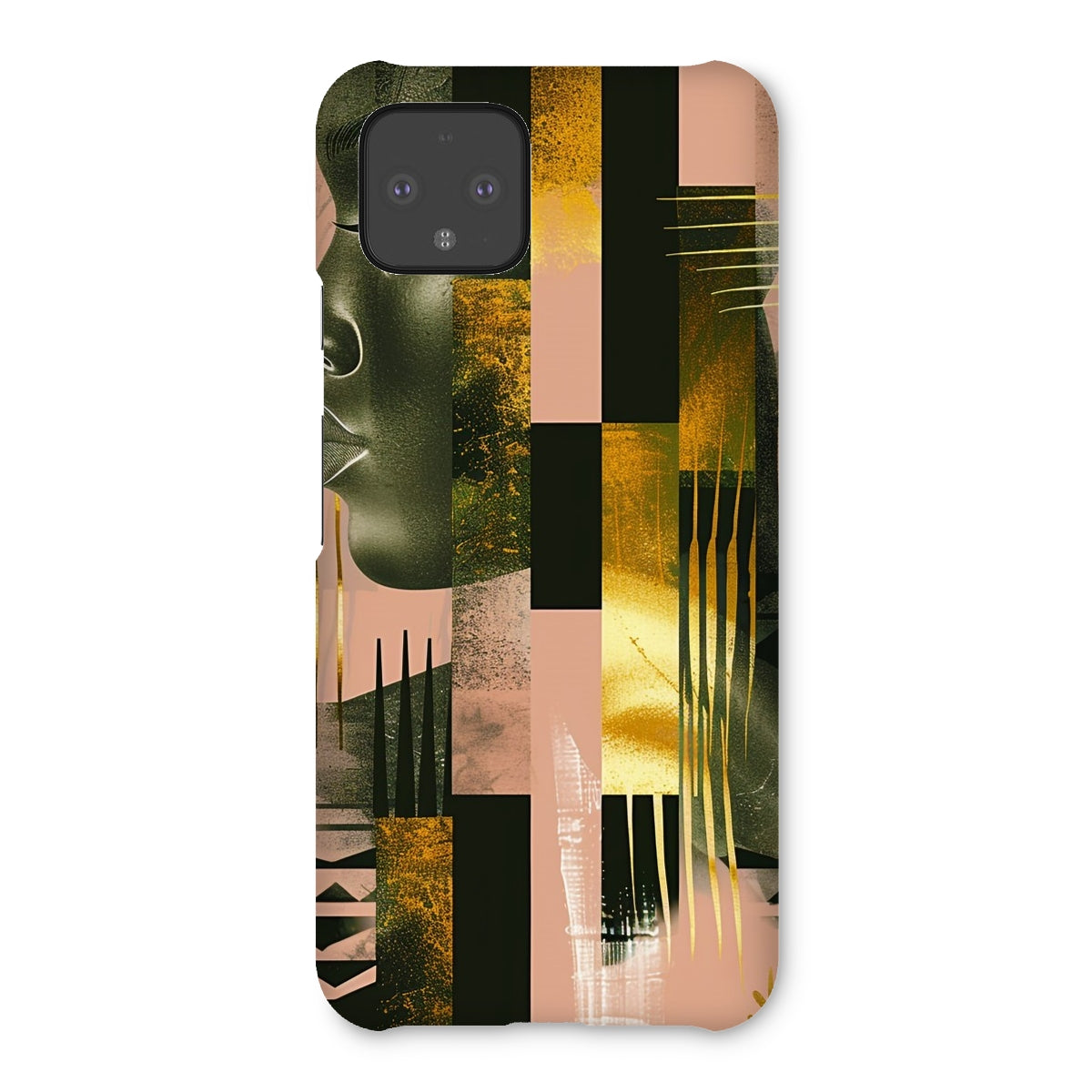 Echoes of Life: Afrocentric Peach and Gold Abstract Art Eclectic  Snap Phone Case