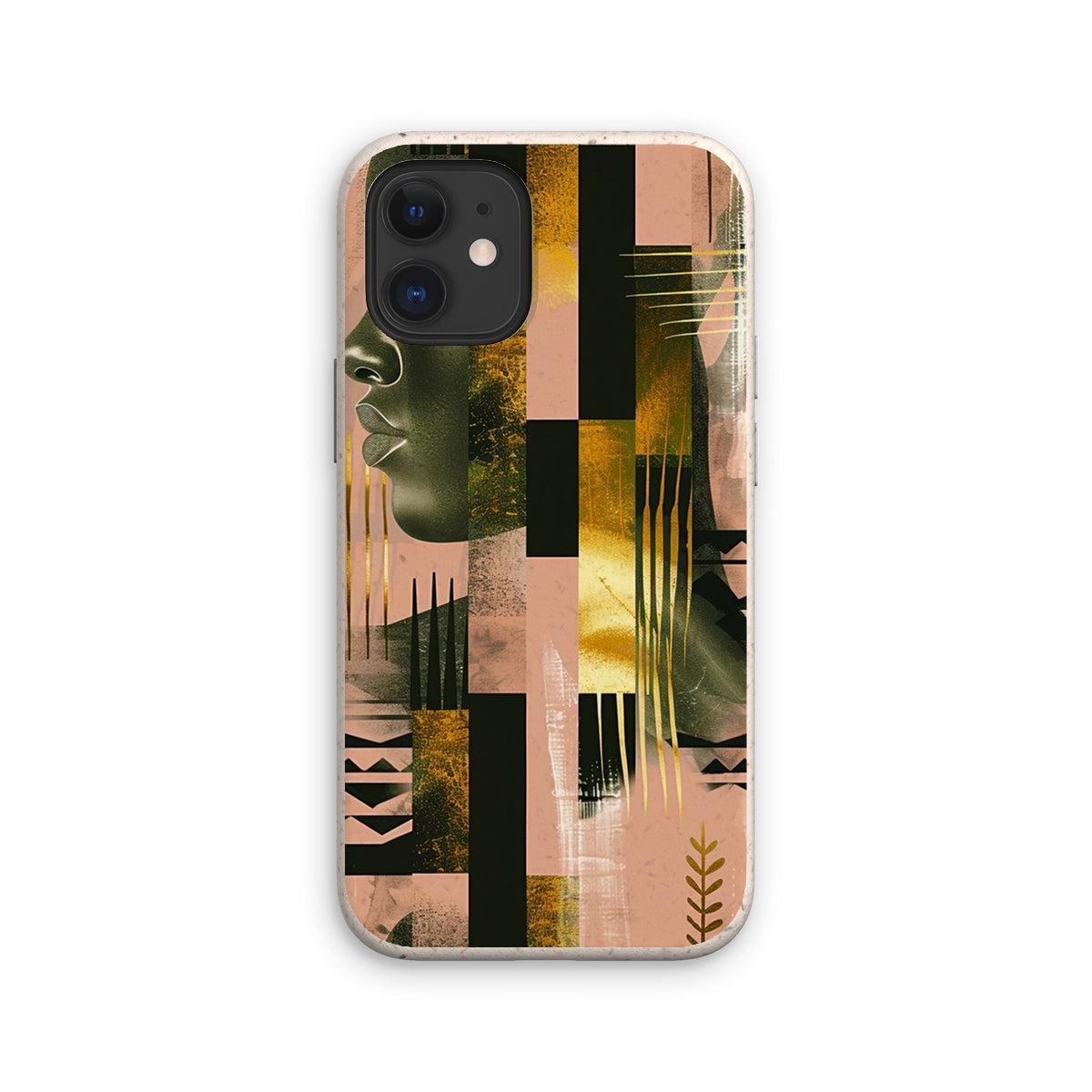 Echoes of Life: Afrocentric Peach and Gold Abstract Art Eclectic  Eco Phone Case