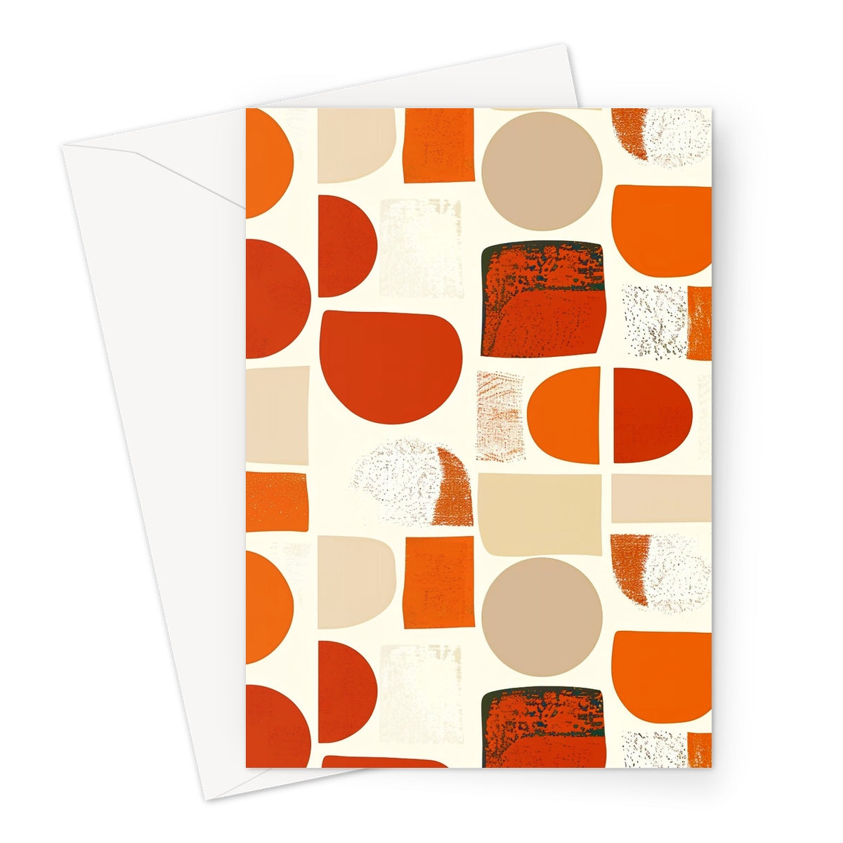 Orange and Brown Abstract Eclectic Art  Greeting Card