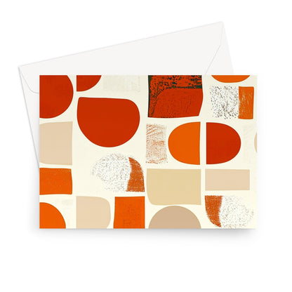 Orange and Brown Abstract Eclectic Art  Greeting Card