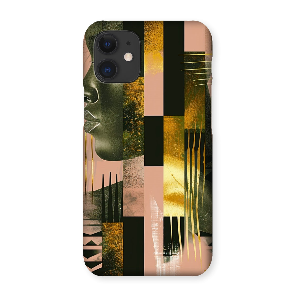 Echoes of Life: Afrocentric Peach and Gold Abstract Art Eclectic  Snap Phone Case