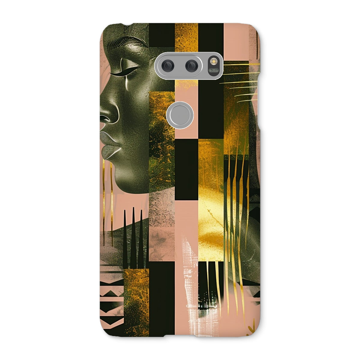 Echoes of Life: Afrocentric Peach and Gold Abstract Art Eclectic  Snap Phone Case