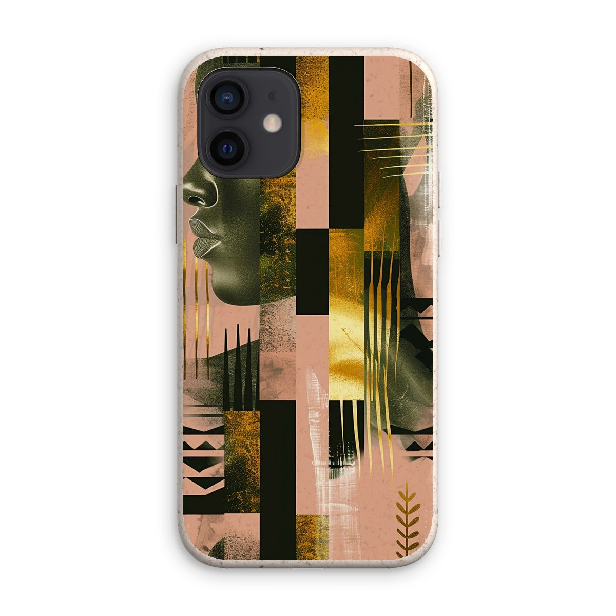 Echoes of Life: Afrocentric Peach and Gold Abstract Art Eclectic  Eco Phone Case