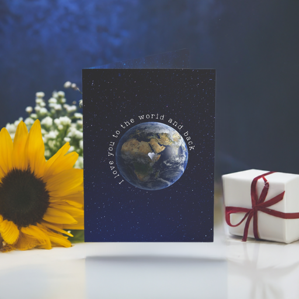 "I Love You to the World and Back" Customized Greeting Cards - Personalized Wishes