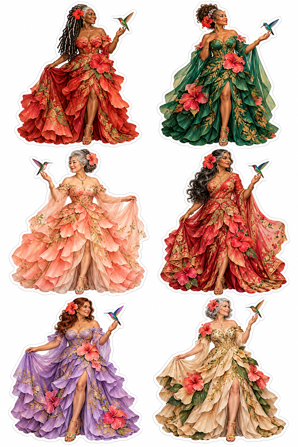 Hummingbird Royale — Six couture journal dolls