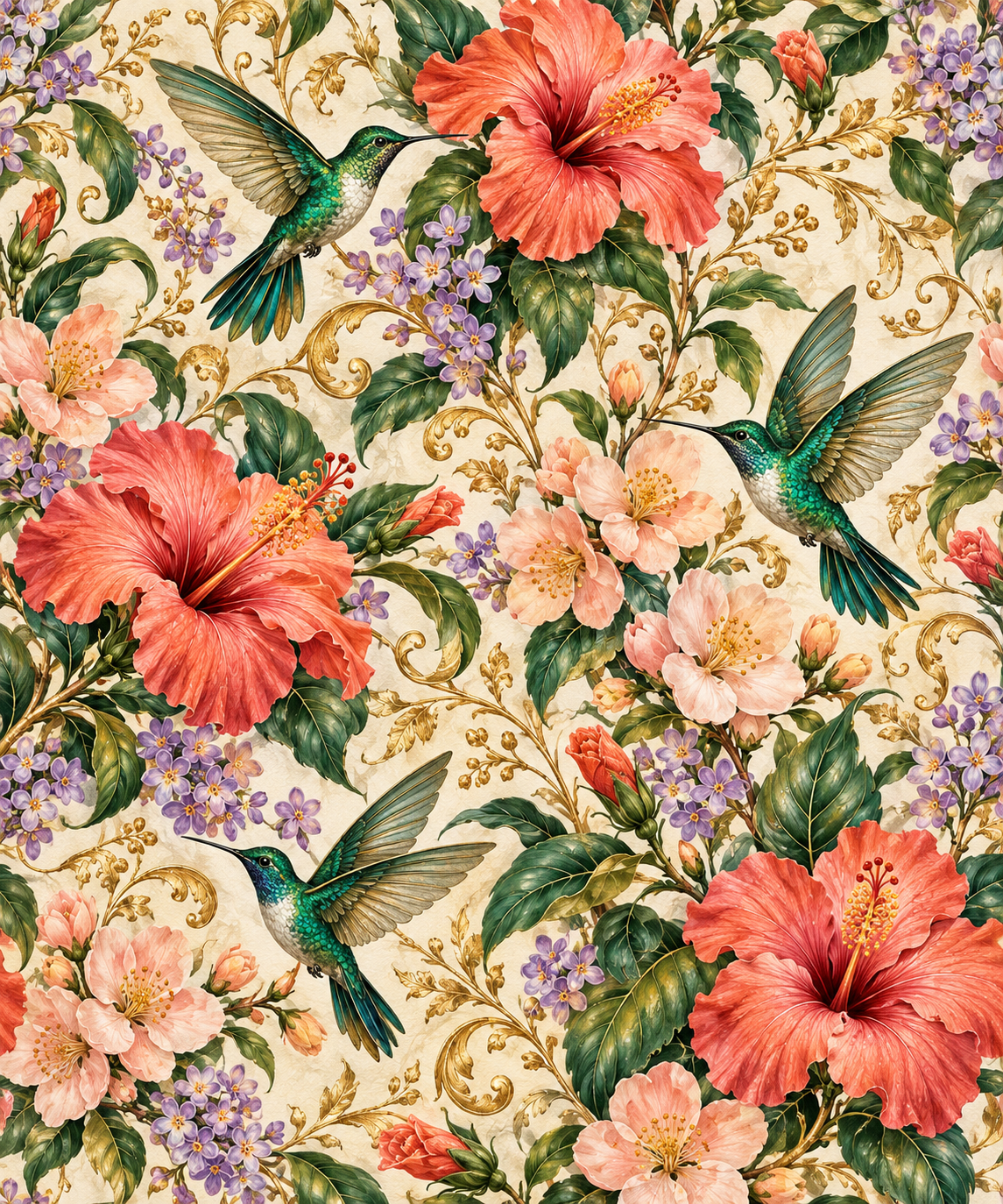 Hummingbird Royale — Floral decorative paper