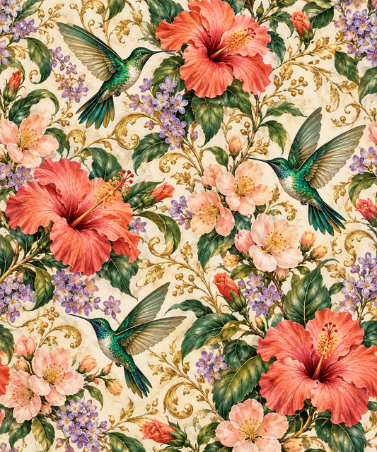 Hummingbird Royale — Floral decorative paper