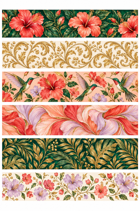 Hummingbird Royale — Six washi-style paper strips