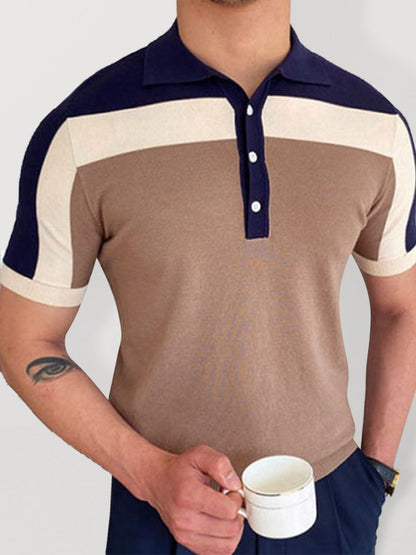 Men's Color Contrast Short Sleeve Golf Polo Shirt