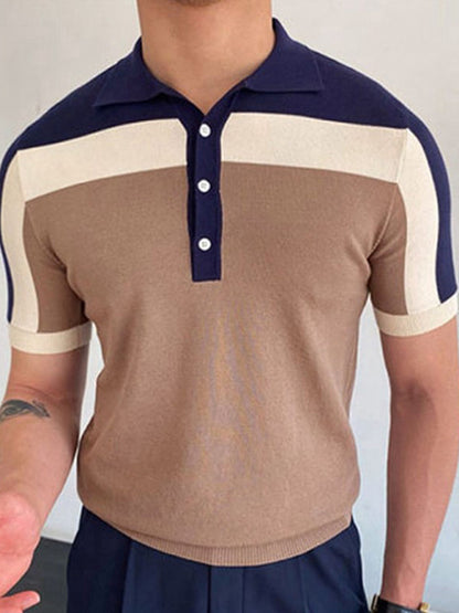 Men's Color Contrast Short Sleeve Golf Polo Shirt