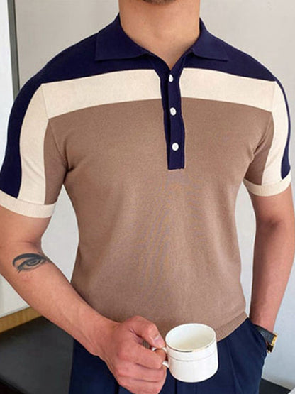 Men's Color Contrast Short Sleeve Golf Polo Shirt