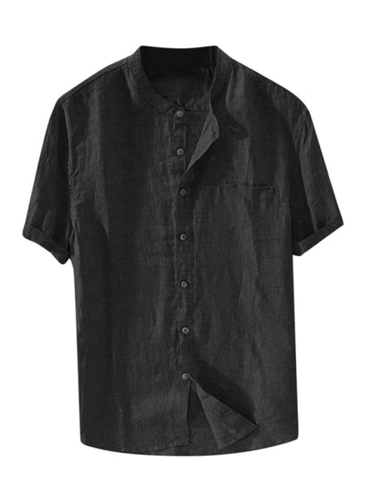 Men's Cotton Linen Breathable Short Sleeve Summer Shirt