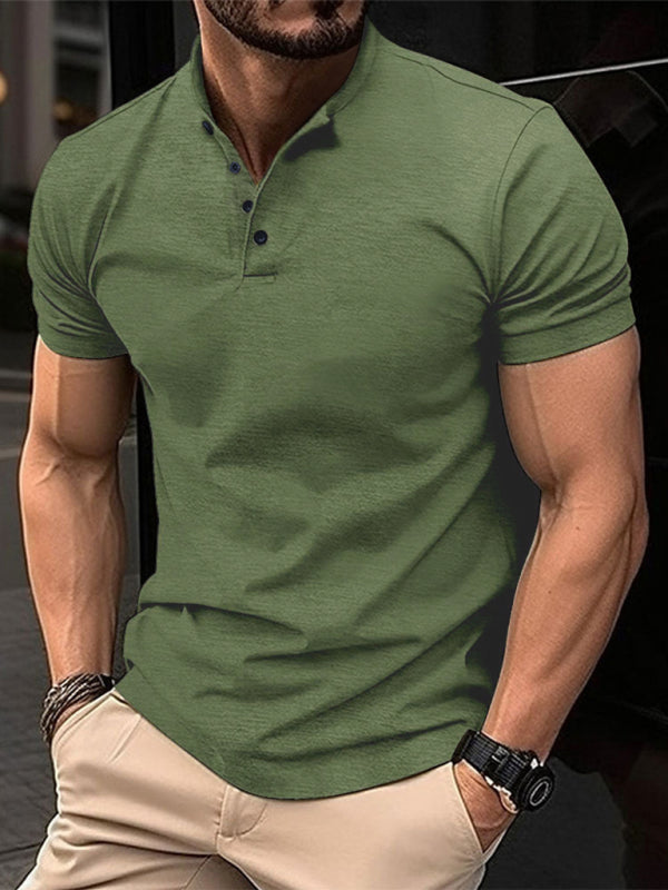 Men's Button Henley Collar Sports Golf Polo Shirt