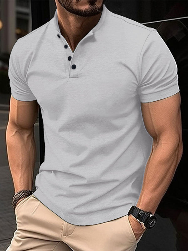 Men's Button Henley Collar Sports Golf Polo Shirt