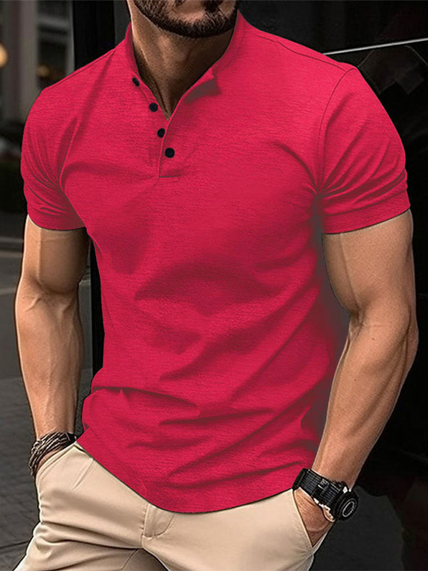 Men's Button Henley Collar Sports Golf Polo Shirt