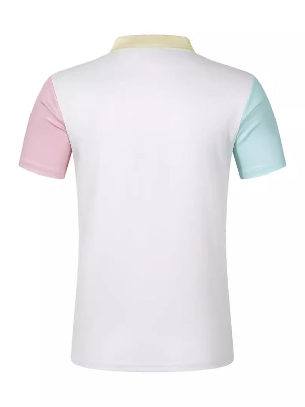 Men's Color Pastel Casual Lapel Golf Polo Shirt