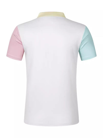 Men's Color Pastel Casual Lapel Golf Polo Shirt