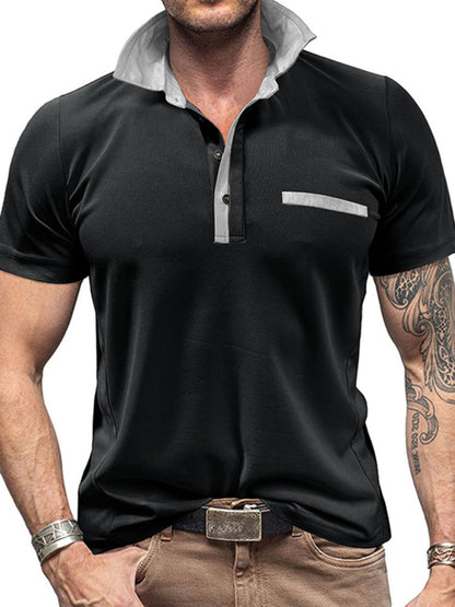 Men's Color Block Short Sleeve Polo Shirt