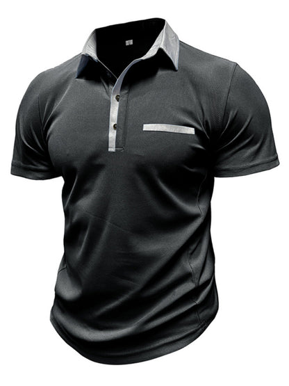 Men's Color Block Short Sleeve Polo Shirt