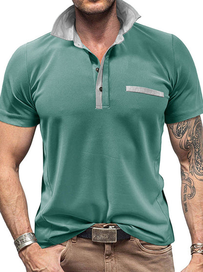 Men's Color Block Short Sleeve Polo Shirt