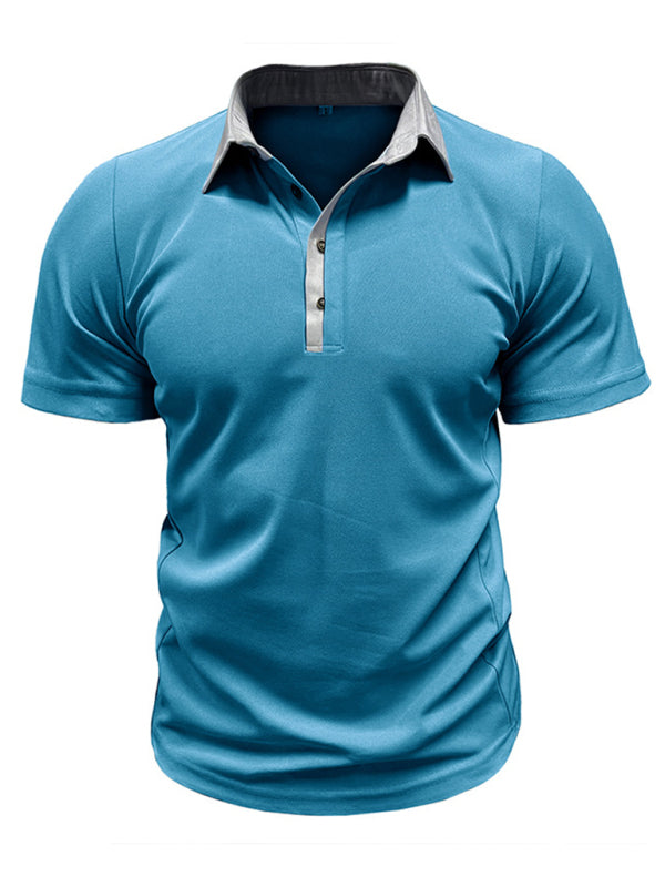 Men's Color Block Short Sleeve Polo Shirt