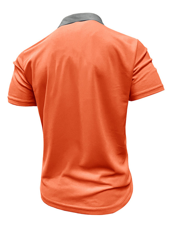 Men's Color Block Short Sleeve Polo Shirt