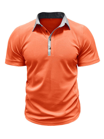 Men's Color Block Short Sleeve Polo Shirt