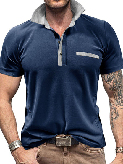 Men's Color Block Short Sleeve Polo Shirt