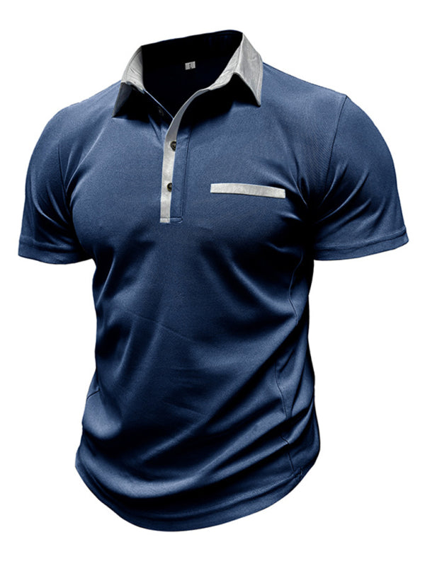 Men's Color Block Short Sleeve Polo Shirt