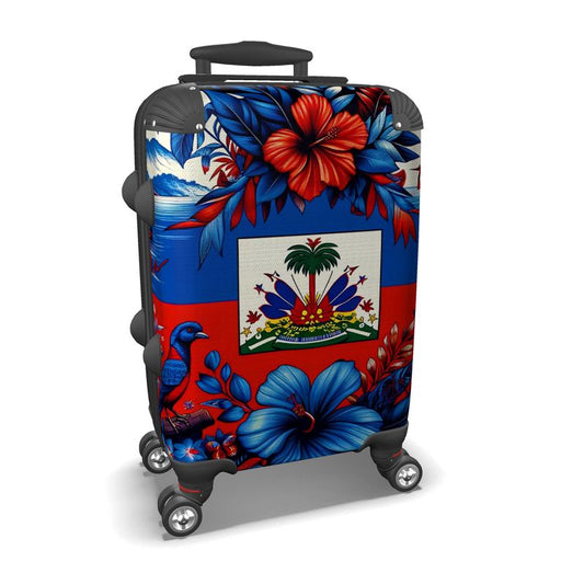 Haitian Harmony: Floral & Flag-Inspired Expandable Suitcase
